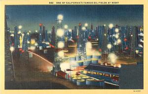 Linen View of A California Oil Field at Night CA