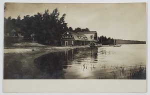 Casino at Antlers Raquette Lake Adirondacks RPPC NY Postcard D21