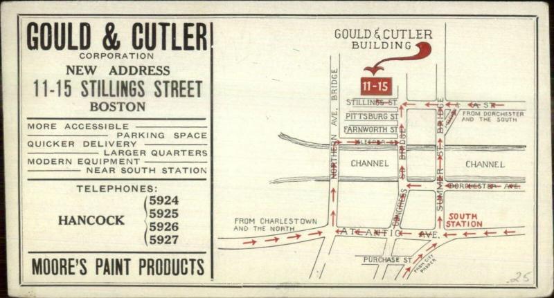 Boston MA Gould & Cutler Moore's Paint - Map - INK BLOTTER