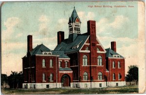 High School Building Hutchinson KS c1907 Vintage Postcard C19