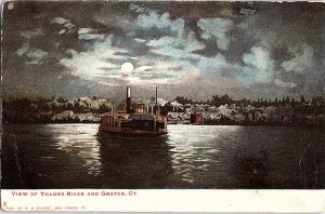 Postcard BOAT SCENE Groton Connecticut CT AI5151