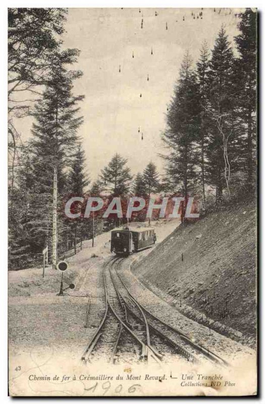 Old Postcard Chemin de Fer Cremaillere Mont Revard A trench Train