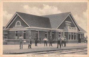 Harrisburg Illinois Big Four Station Vintage Postcard AA4266