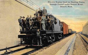 Electric Railroad Train Tunnel Entrance Under Detroit River Michigan postcard