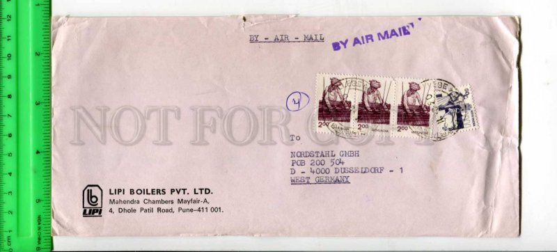 425489 INDIA to GERMANY 1990 year real posted air mail COVER