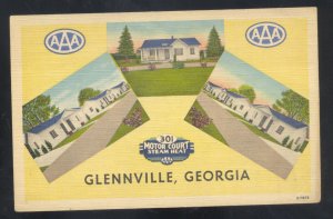 GLENNVILLE GEORGIA GA. 301 MOTOR COURT MOTEL LINEN ADVERTISING POSTCARD