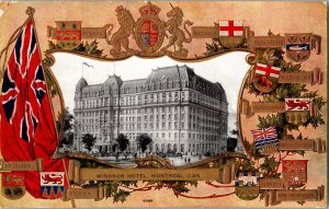 Circa 1912 Windsor Hotel Montreal Postcard Embossed Provincial Crests In Colour