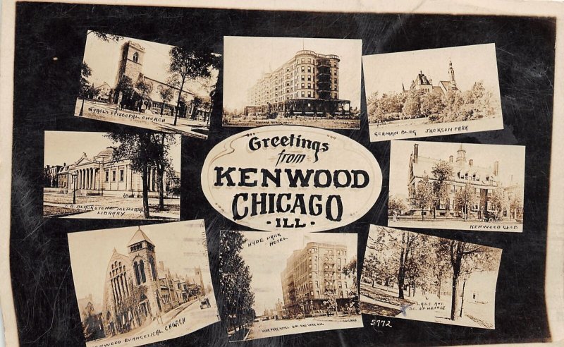 J64/ Kenwood Chicago Illinois RPPC Postcard c1910 8View Church Hotel 338