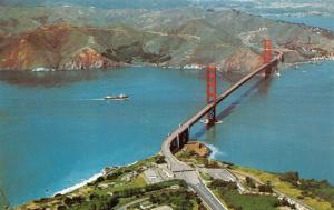 SAN FRANCISCO, CA California GOLDEN GATE BRIDGE~Toll Booths  AERIAL  1967 Chrome