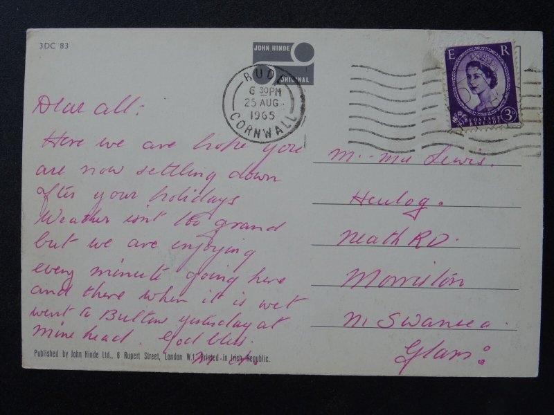 Cornwall BUDE The River Strat showing PADDLE BOATS c1960s Postcard