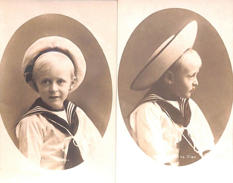 Portrait of Crown Prince Olav unit of 2 photo postcards royalty Norway 