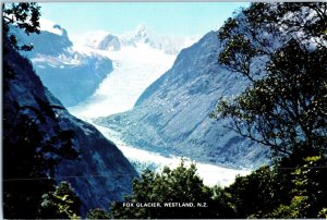 Fox Glacier Descending From Highest Peaks In Alps Westland New Zealand Postcard