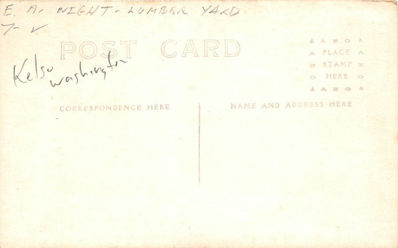 J14/ Kelso Washington RPPC Postcard c1910 E.A. Knight Lumber Yard  256