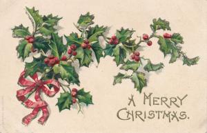 Mistletoe and Holly for a Merry Christmas Greetings - P Sander - DB