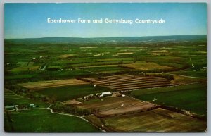 Postcard PA c1950s Eisenhower Farm and Gettysburg Countryside Aerial View