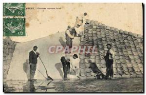 Old Postcard Folklore Salterns Berre workers covering the salt
