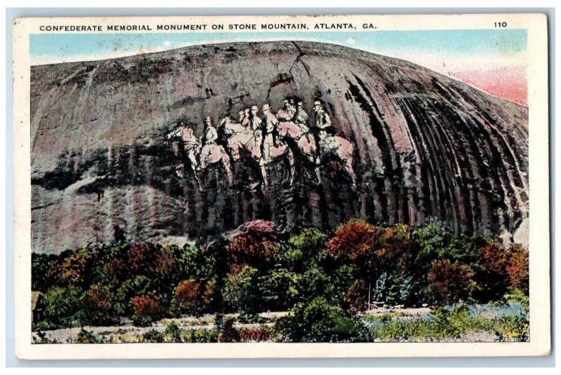 1924 Confederate Memorial Monument Atlanta Georgia GA Vintage Posted Postcard