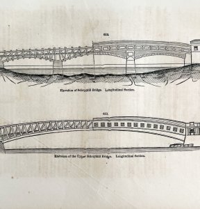 Schuylkill Bridge Diagram Woodcut 1852 Victorian Industrial Print Drawing DWS1C