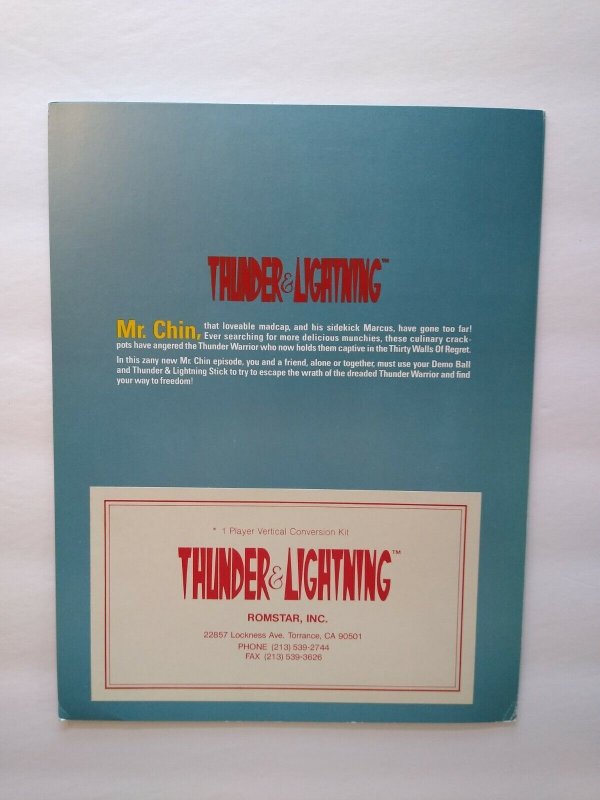 Romstar Thunder & Lightning Arcade FLYER Original Video Game Art Print Sheet '90 