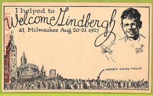 af5733 - USA - VINTAGE POSTCARD - AIRPLANES MILWAUKEE LINDBERGH 1927-