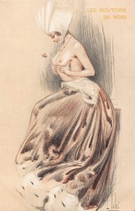 L530 Glamour Lady butterfly The Rose Buds nude risque by L. Vallet postcard