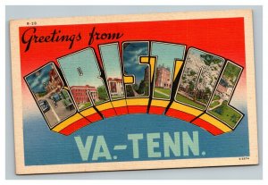 Vintage 1940's Postcard Greetings From Bristol Virginia Tennessee - City Views