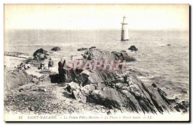 Old Postcard Saint Nazaire Ville Pointe Martin Le Phare Maree Haute