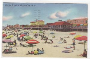 Beach Scene Ocean City New Jersey 1954 postcard