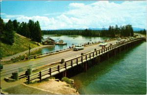 Fishing Bridge Yellowstone National Park Vintage Cars Scenic C1950s Postcard