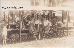 Switzerland ?? Camp Cooks 1921 Mobilisation 10 Helvetia Stamp RPPC Postcard H57