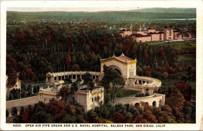 Open Air Pipe Organ Us Naval Hospital Balboa Park San Diego California Postcard 