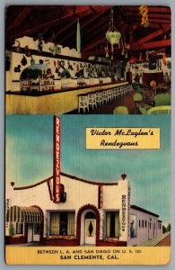 Postcard San Clemete CA c1949 Victor McLaglen’s Rendezvous Dual View 2 Cents Due