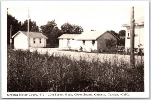 Postcard Owen Sound Ontario Crystal Motor Court Advertisement Grey County PECO