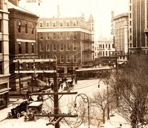 c1916 RPPC El Paso TX Texas Business District Street Cars Cars Signs Real Photo