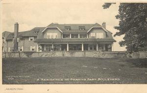 c1910 Lithograph Postcard Large Residence on Perkins Park Blvd Akron OH Unposted
