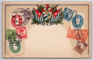 Cuba Array of Stamps Crest 1902 Germany Postcard F28