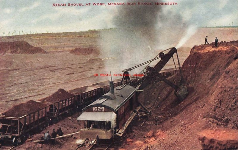 MN, Mesaba Iron Range, Minnesota, Steam Shovel at Work at Mine, Mining