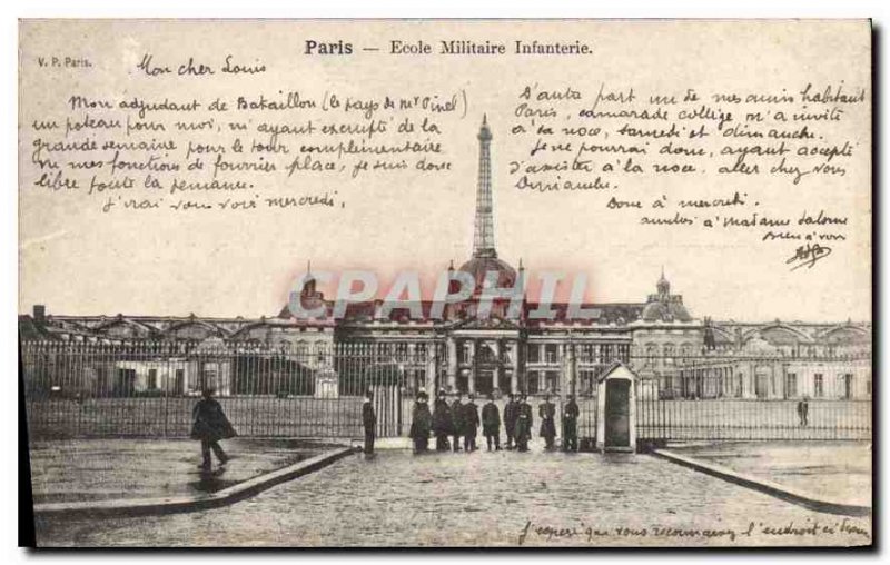 Old Postcard Paris Ecole Militaire Army Infantry Eiffel Tower