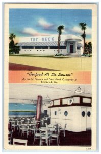 1953 The Deck Seafood At Its Source Multiview Dining Brunswick Georgia Postcard