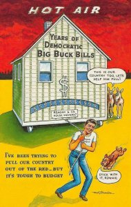 Political  IT'S TOUGH TO BUDGET Ronald Reagan  HOT AIR~Democrats 1982 Postcard