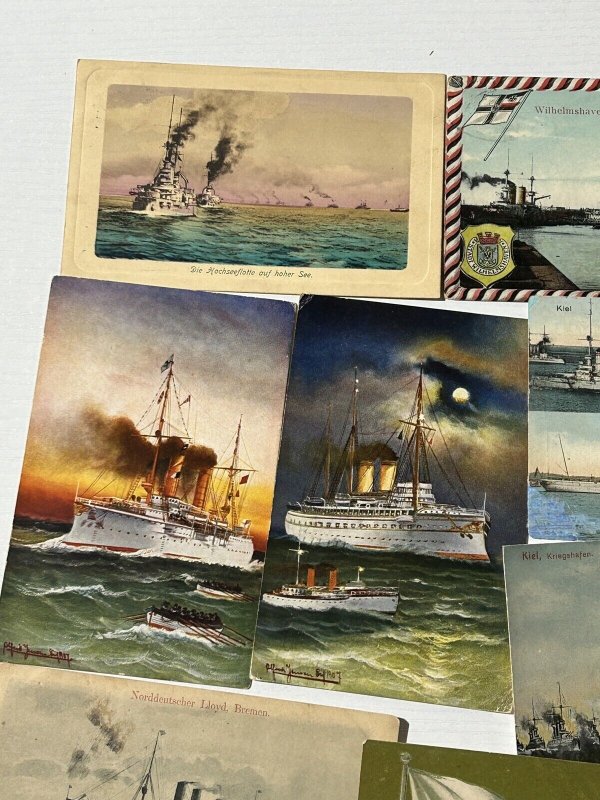 Germany Navy Battleship Postcard Lot (20) Torpedo Boats War Time 1900s SMS Art