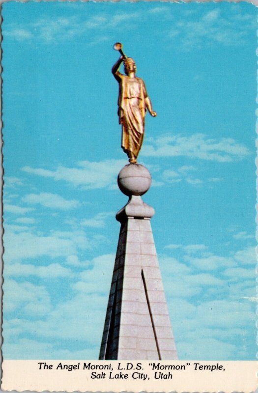 The Angel Moroni LDS Mormon Temple Salt Lake City Utah Postcard PC475