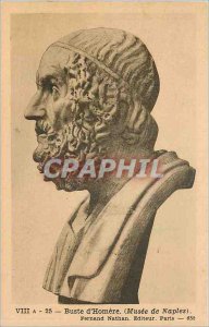 Old Postcard Bust of Homer Museum of Naples