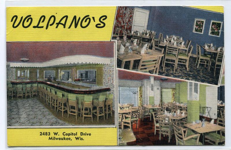 Volpano's Cocktail Lounge Restaurant Milwaukee Wisconsin postcard