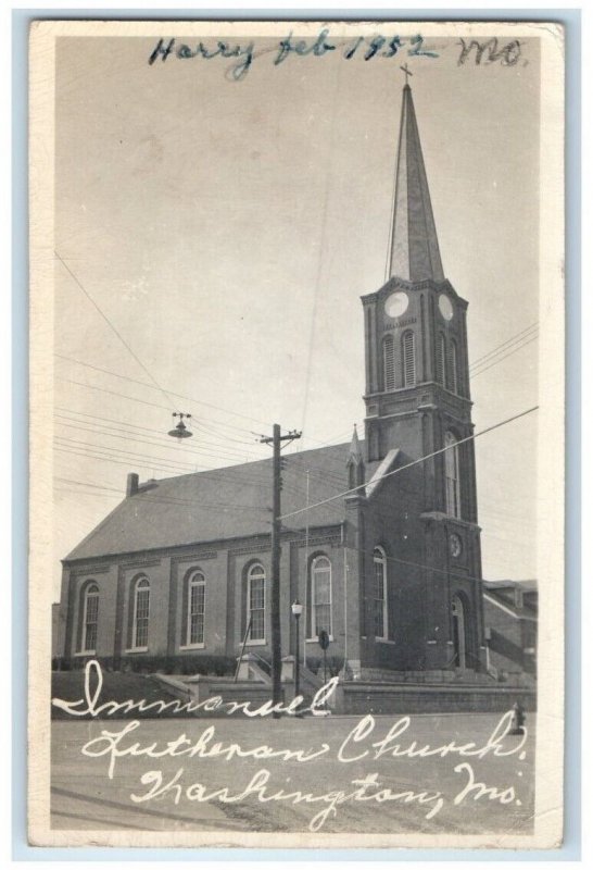 1952 Immanuel Lutheran Church View Washington Missouri MO RPPC Photo Postcard