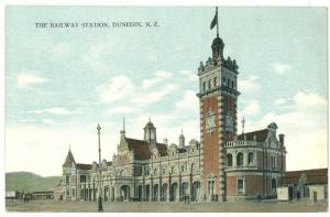 Dunedin, NZ, View of The Railway Station, 1914