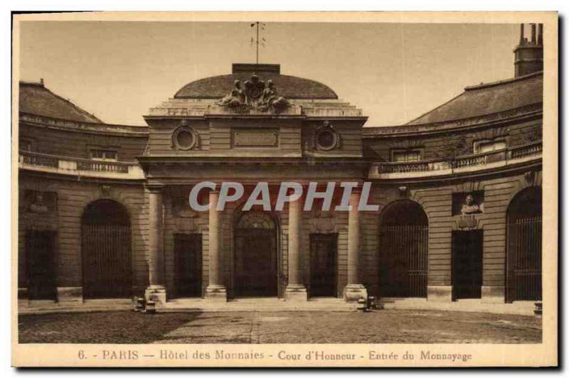 Old Postcard Paris Hotel Mint Court & # 39honneur Entree coinage