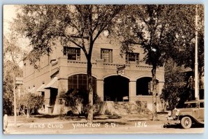 Yankton South Dakota SD Postcard RPPC Photo Elks Club Car c1940's Vintage