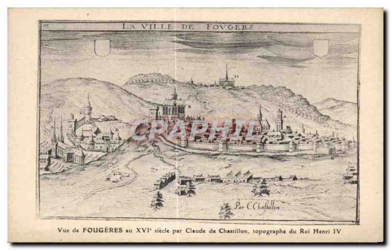 Old Postcard Fougeres Century View Claude de Chatillon