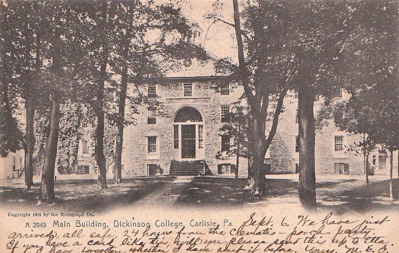 Postcard Main Building Dickinson College Carlisle PA 1906